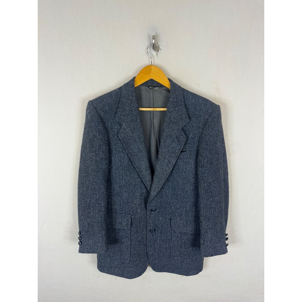 Harris Tweed Wool Blazer Blue Grey Salt Pepper Sport Coat 36R Reg Scottish